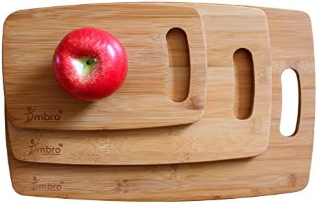 Bamboo Cutting Board Set of 3pc Wood Boards Small Medium &amp; Large Sizes Premium Board Non Slip Silicone Feed AntiBacterial Durable Strong Premium Bamboo wooden Cooking Boards for Kitchen