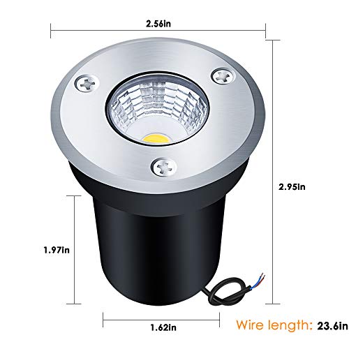 Low Voltage Landscape Lights, ALOVECO 12V-24V in Ground Well Lights 3W COB IP67 Waterproof LED Landscape Lighting for Indoor Outdoor Step Deck Yard Garden Patio, Warm White (4 Pack)