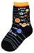 Foot Traffic, Cute & Quirky Planets Socks for Youth, Black (Shoe Sizes 12-5Y)
