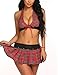 wearella Women Sexy Schoolgirl Costume Lingerie Set Halter Bra Top and Mini Skirt Outfits Wine Red L