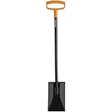 Fiskars Steel D-Handle Flat Square Garden Spade, Gardening Tools for Edging, Digging, Weed Removal, Heavy Duty, 46 Inch, Blac