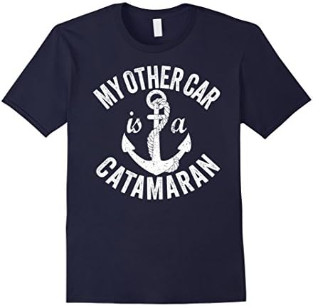 Mens My Other Car Is A Catamaran Shirt: Funny Captain Boat Cat Large Navy