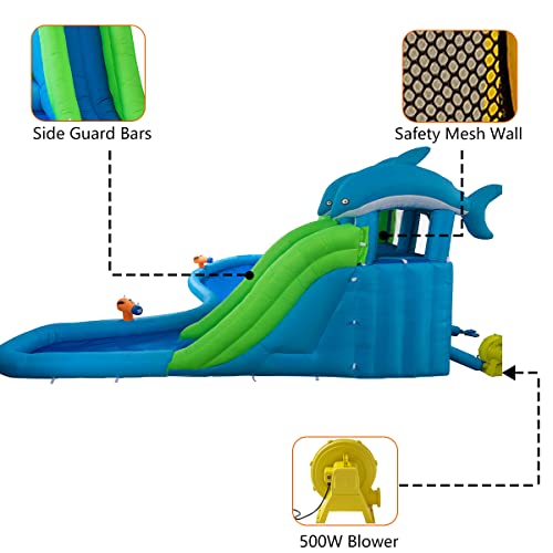 EDOSTORY Inflatable Slide Bouncer Inflatable Water Slides for Kids 224''L x 202.7''W x 100.8''H