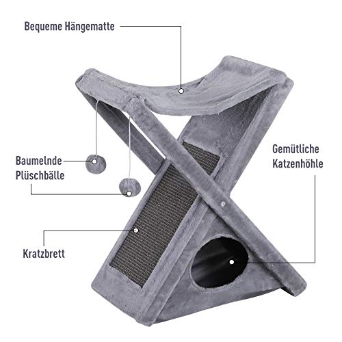 Pawhut-Katzenturm-Kratzbaum-Katzenbaum-mit-Hhle-und-Hngematte-Sisal-Plsch-Spanplatte-545-x-32-x-65-cm