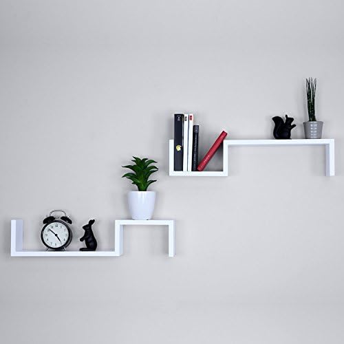 Ballucci S Wall Mounted Floating Shelves, Set of 2, Decorative Storage Shelf for Bedroom Living Room or Bookshelf, 21" x 4.75", White