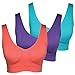 Genie Bra Womens 3 Bra Pack - Wireless Bra Pack, Solid Color Seamless Bra - Brights - Medium