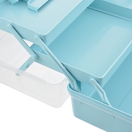 3 Layers Large Portable Medicine Storage Box Organizer with Compartments Family Emergency Kit Storage Box with Clear Cover Blue - Thumbnail 2