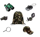 Kids Backyard Outdoor Exploration kit ( 7 Pieces ) Military Style Adventure Explorer, Kid Survival Kits, Camping Gear,Hiking, Preschool Educational Toys, for Boys and Girls,Summer Camp