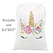 Birthday Unicorn Party Favor Bags Unicorn Candy Bags Gift Unicorn Treats Gift Bags for Girls Birthday Unicorn Party Bag Durable Canvas Unicorn Party Supplies Pack of 12