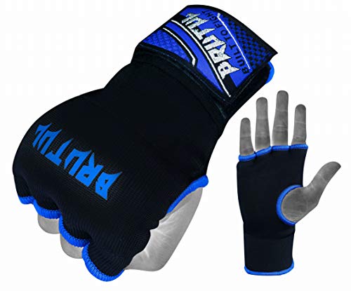 Brutul Padded Inner Gel Gloves Training Gel Elastic Hand Wraps for Boxing Gloves Quick Wraps Men & Women Kickboxing Muay Thai MMA Bandages Wrist Wrap Protector Handwraps (Pair) (Blue, L) - Thumbnail 2