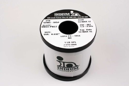 Indium wire solder, .032 in., sn63 pb37, cw-807, 1 lb. spool