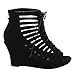 Beston CB85 Women's Peep Toe Lace Up Cut Out Gladiator Wedge Heel Ankle Booties