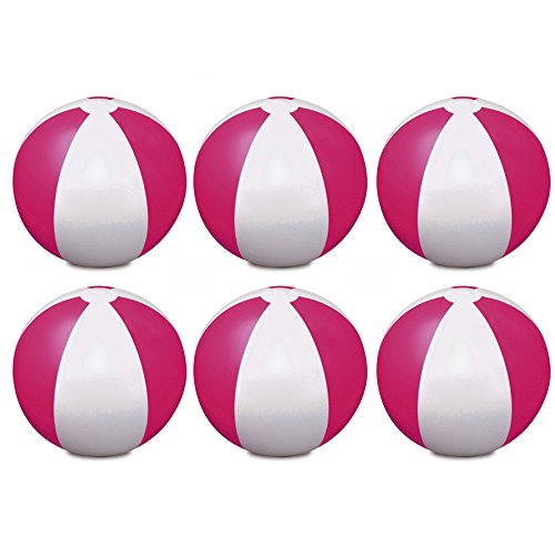 eBuyGB Pack of 12 Inflatable Colour Ball - Beach Pool Game, Pink, 22 cm/9"