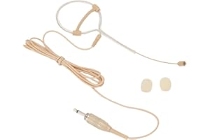 Beige Single Earhook Headset Microphone Omnidirectional Condenser Mic with 3.5mm Jack, 3 Pin and 4 Pin XLR Connectors, for Sh