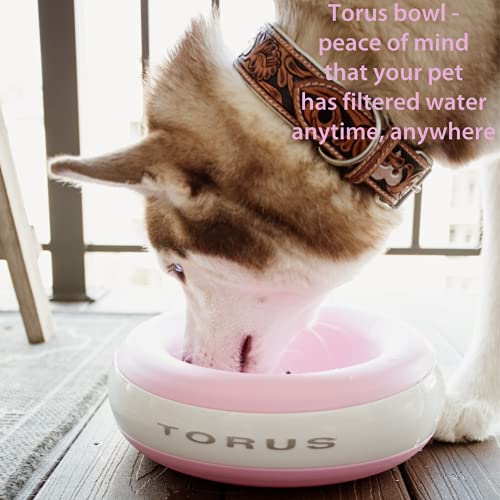 Torus Pet Maxi Filtered Water Bowl (Pink) 2 Liter Home and Travel Bowl Autofill Portable