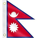 Double Sided Nepal Boat Flag 12x10IN Nepalese Marine Small Flag Bright Colors Fade Proof Nylon Truck Motorcycle Banner with 2 Brass Grommets Outside