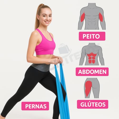 Kit Elástico Extensor Para Exercicio Mais Conjunto De 5 Faixa Elastica Mini Band Para Treino Em Casa Pilates Fisioterapia