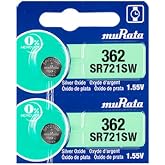 Murata 362 SR721SW Battery 1.55V Silver Oxide Watch Button Cell - Replaces Sony 362 (2 Batteries)
