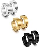 Jstyle 3-4 Pairs Stainless Steel Mens Womens Clip On Earrings Hoop Huggie Non-Piercing