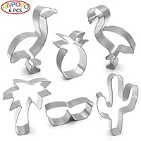 ANPOPO Tropical Cookie Cutters - 6 Piece Hawaiian Holiday Fondant/Biscuit Cutter Set - Cactus, Pineapple, Flamingo, Palm Tree and Sunglasses. Summer Beach Themed Party Supplies