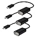 eBoot USB OTG Adapter Cable USB 2.0 Female to Male Micro USB Converter for Android Mobile and Smart Tablets with OTG Function, 3 Pack