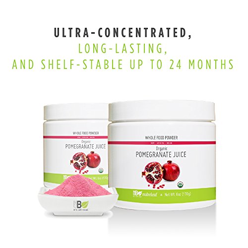 Nubeleaf Pomegranate Juice Powder - Non-GMO, Gluten-Free, Raw, Organic, Vegan Antioxidant Source - Single-Ingredient Nutrient Rich Superfood for Cooking, Baking, Smoothies (6oz)
