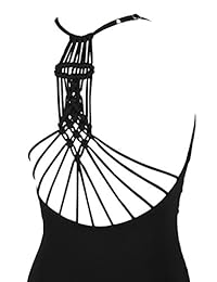 Hilor traje de baño de una pieza con cuello halter y espalda de macramé para mujer