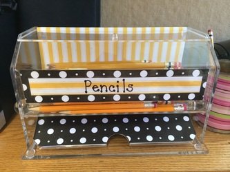 Pen and Pencil Dispenser Clear Acrylic Teachers Favorite Ready to Decorate - As Seen on Pinterest - Thumbnail 2