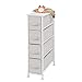 mDesign Narrow Dresser Storage Tower Stand with 4 Removable Fabric Drawers - Steel Frame, Wood Top Organizer for Bedroom, Entryway, Closet - Spira Collection - Taupe/Natural