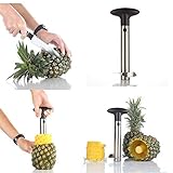 Super Z Outlet Stainless Steel Pineapple Corer Slicer Peeler [Upgraded, Reinforced, Thicker Blade] for Diced Fruit Rings All in One Pineapple Tool Peeler