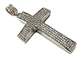 Extra Large CZ Iced Out Silver Cross Pendant