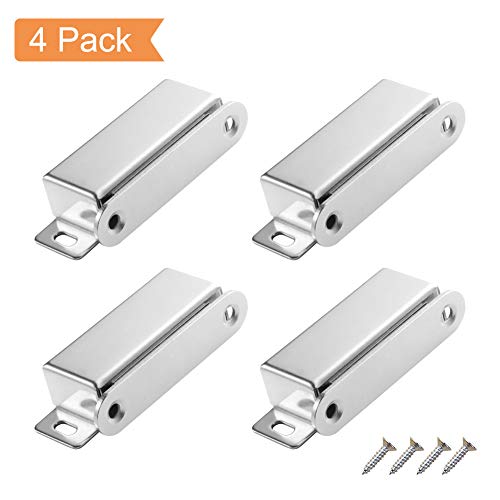 Magnetic Door Catch Elitlife 4 Packs Cabinet Door Magnets 60 lbs Strong Cabinet Magnet Latch Hardware Stainless Steel for Home Kitchen Cupboard Wardrobe Closet Door Closer-Screws Include