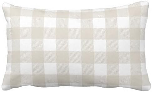 Standard Pillowcase Decorative Linen Beige Preppy Buffalo Check Plaid King Size Pillow Sham 20X30 Inches