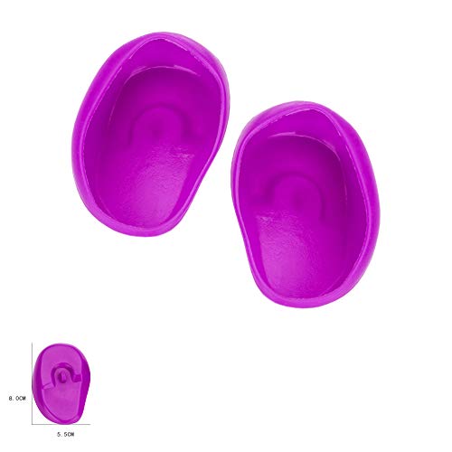 Silicone Ear Covers Ear Cap Earmuffs for Hair Coloring Shower Hair Dye Ear Covers Waterproof Ear Protector Coloring Shower Bathing Salon 1pair (Purple)