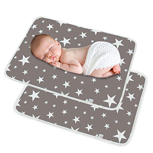 SACONELL 2 Pack Baby Waterproof Changing Mat,19.6'' X 27.5'' Portable Nappy Change Mat Unisex Infant Diapering Sheet Protector Cotton Absorbent Sheet Bed Pads