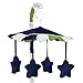 Sweet Jojo Designs Navy Blue and Lime Green Stripe Musical Baby Crib Mobile for Stripe Collection