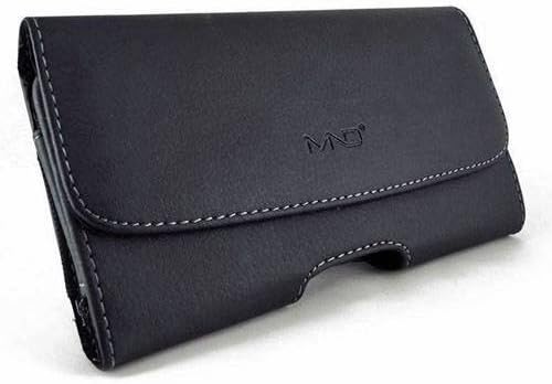Sharp Aquos S2 Case, Premium Leather Pouch Holster Belt Case w/ Clip / Loops for Sharp Aquos S2 (Fits w/ Otterbox Symmetry/ Commuter / Lifeproof Case On) - Black