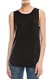 EttelLut Flowy Relaxed extra long tank tops for women Blk XXL