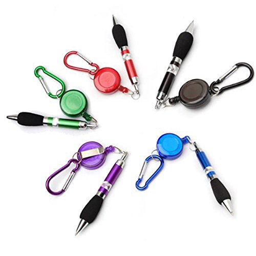 WINOMO Keychain 3-in-1 Handy Retractable Badge Reel Pen Belt Clip - 5 pcs
