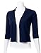 FLORIA Womens Classic 3/4 Sleeve Open Front Cropped Cardigan Navy M