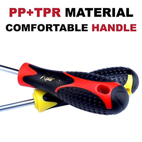 Screwdriver Set 6 Pieces Phillips and Slotted NON-SLIP WIDE COMFORTABLE HANDLE, Micro-Fine Grip, Heavy Duty, Rust Resistant, Ergonomic Fluted, MAGNETIC TIPS - Craftsman Toolkit For Wet, Oily Hand Work