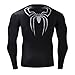 Red Plume Men's Compression Sports Shirt Black Spider Long Sleeve Tee (XXL, Spider)