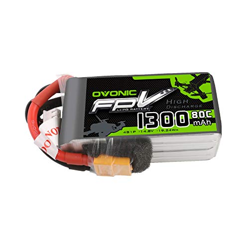 OVONIC-FPV-LiPo-Akku-148-V-1300-mAh-80C-4S-mit-XT60-Stecker-fuer-RC-Boot-Heli-Flugzeug-UAV-Drohne-FPV-Skylark-Emax-Nighthawk-250