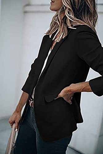 Blazer Jackets for Women Business Casual Lapel Button Cardigans Open Front Long Sleeve Work Office Blazers Jacket Suit Black