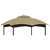 Iheqard 10x12 Gazebo Canopy Replacement Top Cover for Allen Roth, Khaki | Fits GF-12S004B-1, Double-Tier Roof, Waterproof, UV Resistant, for Patio, Garden, Yard, Backyard, Frame Not Included