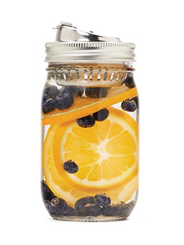 Jarware 82658 Stainless Steel 2-in-1 Drink and Fruit Infusion Lid, Regular-Mouth, Metallic