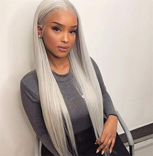 Sapphirewigs Gray Silvery White Color Natural Straight Import It All