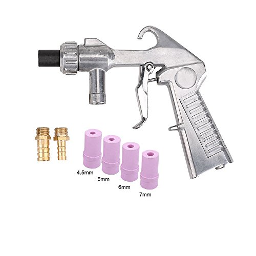 Sandblaster Air Sand Blasting Gun Kit, Spray Gun Air Sandblaster Kit Sand Blaster Grit Blasting, Air Siphon Feed Blast Gun with Iron/Ceramic Nozzles, Rust Paint Sandblaster Remove Cleaning Tool