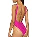 Dixperfect Women's Retro 80s/90s Inspired High Cut Low Back One Piece Swimwear Bathing Suits (XXL, Pink)