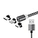 QIAOLI iPhone Magnetic Charger Cable Android Magnetic Charger Cable Type C Magnetic Charger Cable 3 in 1 with Round Connector Universal for iPhone Sumsung LG HTC Blackberry